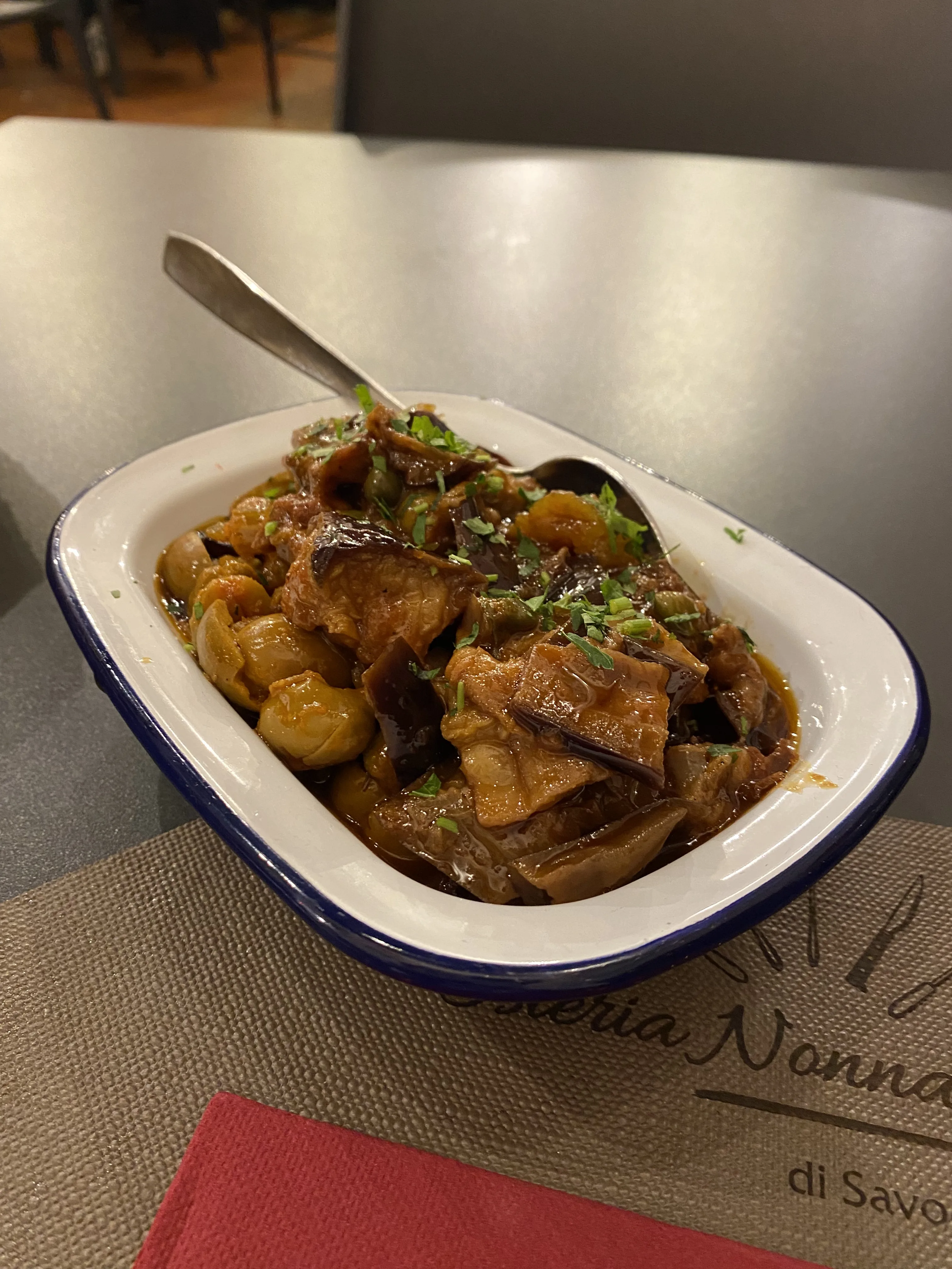 Caponata en el post de la Crítica Osteria Nonna Dora