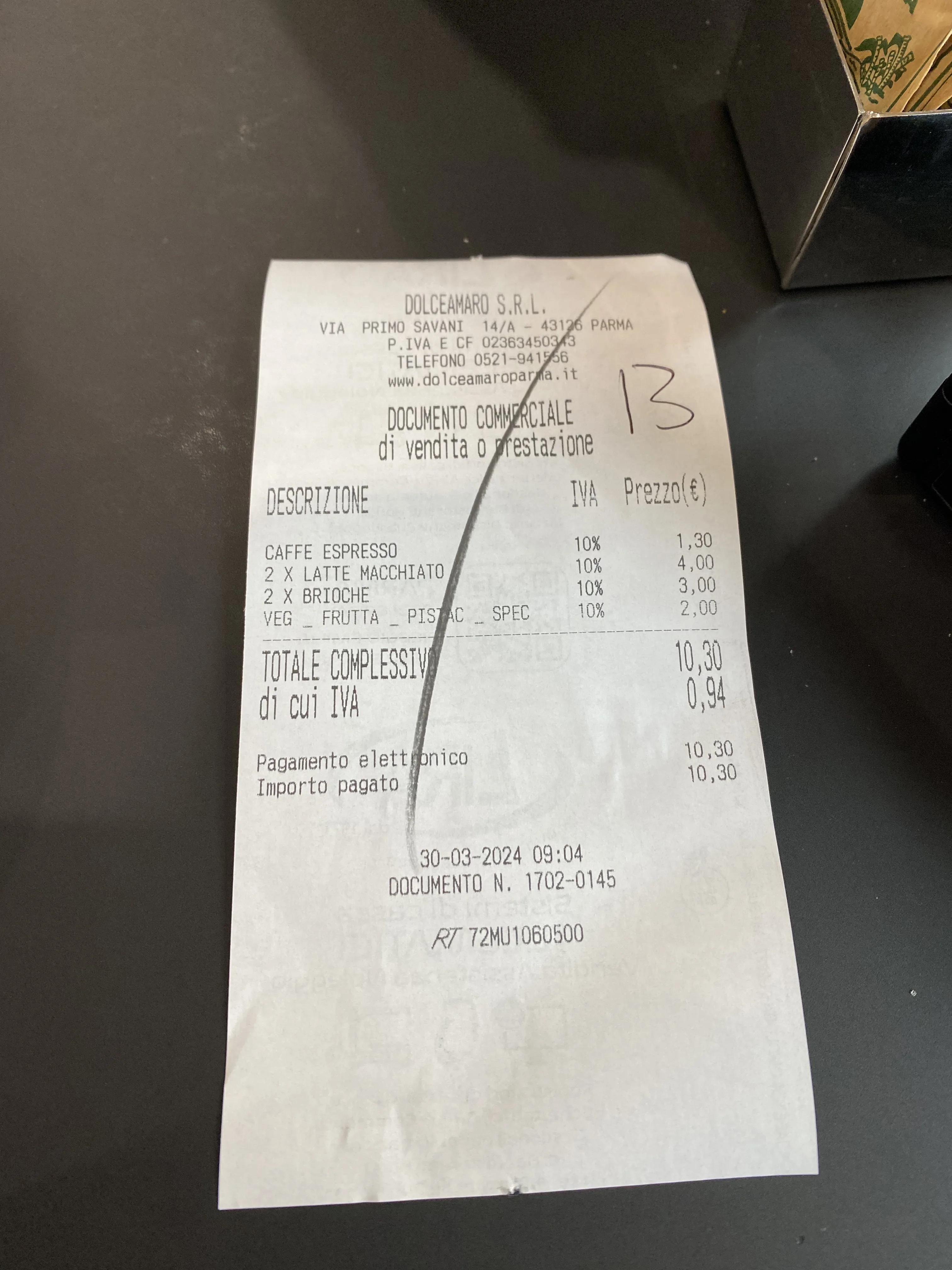 Precio en el post de la Crítica Pasticceria Dolce Amaro