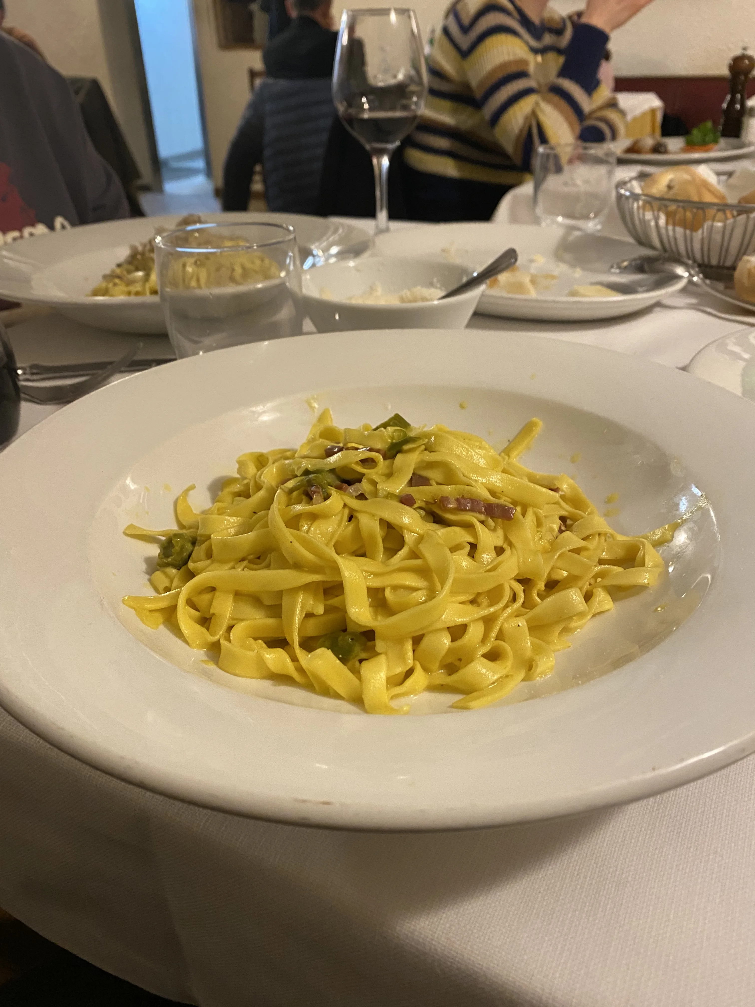 Tagliatelle al Proscuitto crudo Asparagi e Zafferano en el post de la Crítica Trattoria Del Tribunale