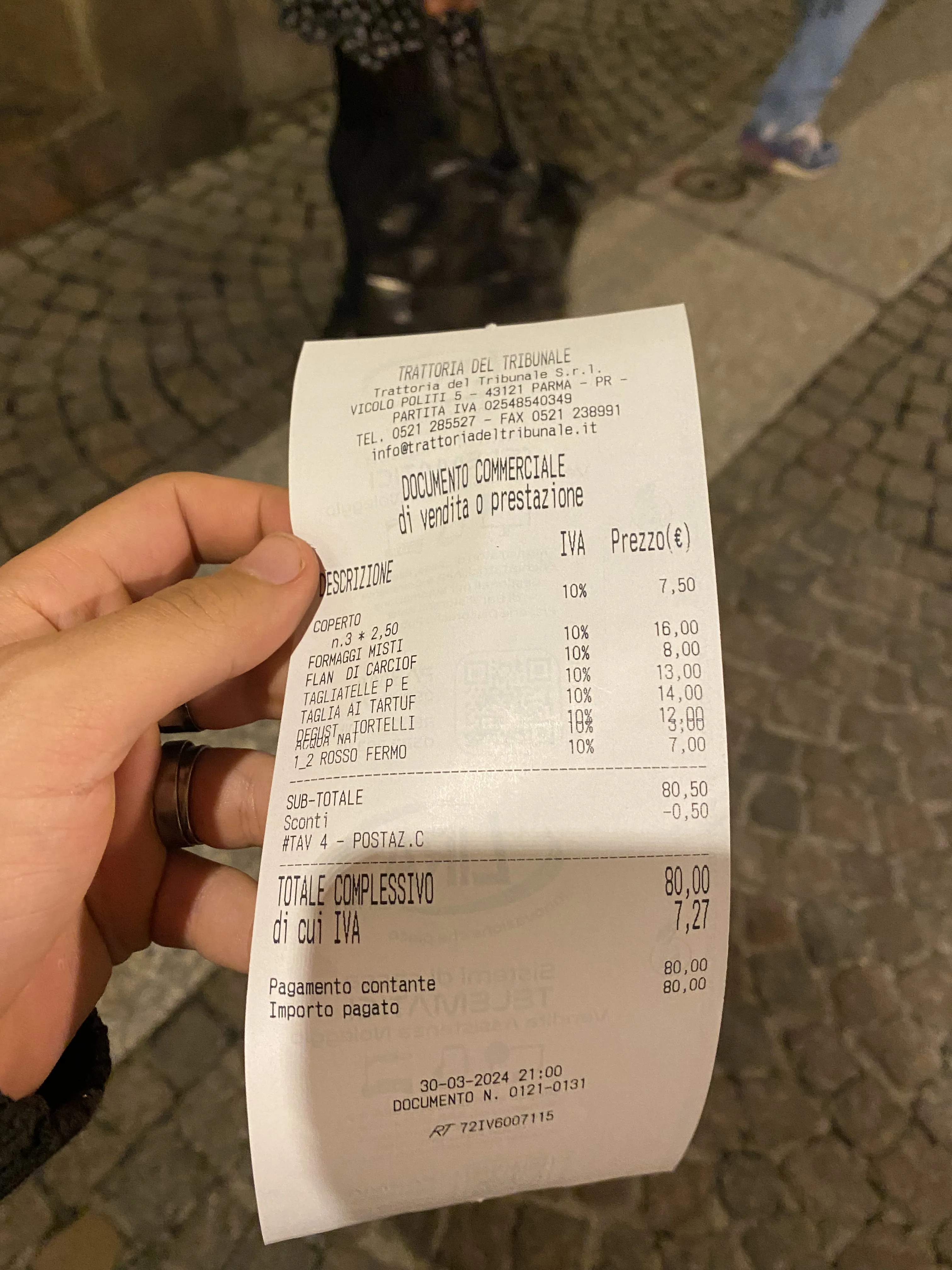 Precio en el post de la Crítica Trattoria Del Tribunale