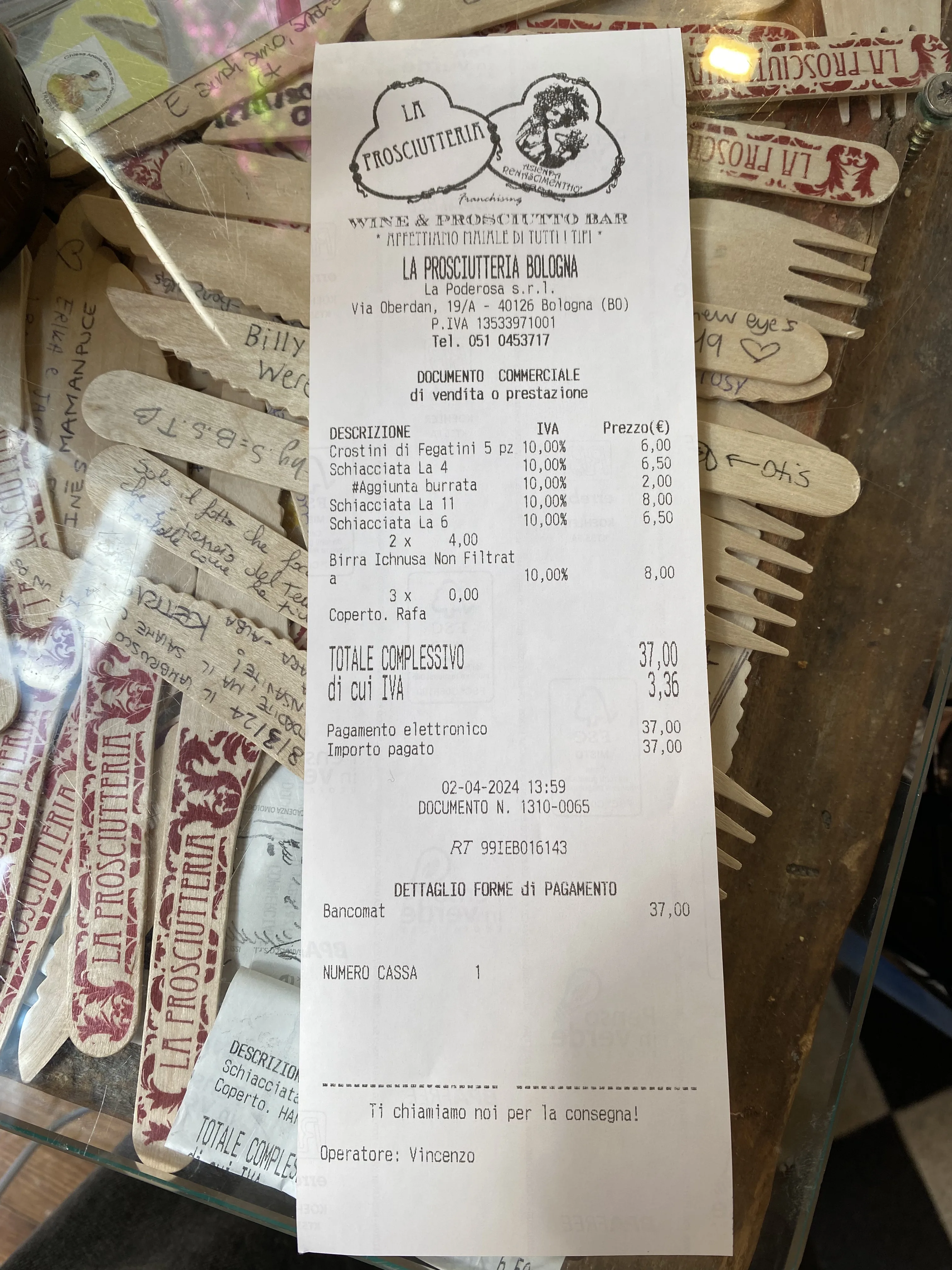 Precio en el post de la Crítica La Prosciutteria Bologna