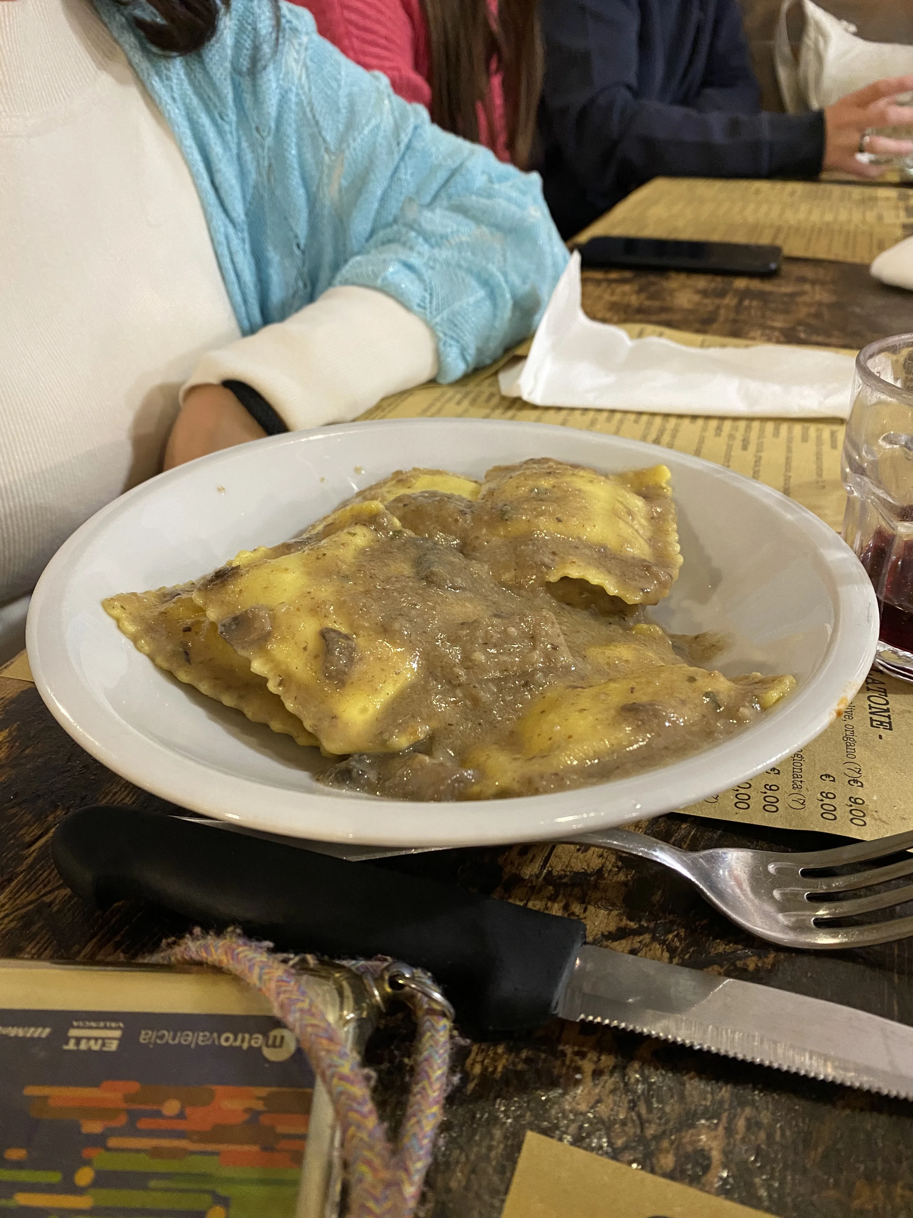 Ravioli di Riccotta e Spinaci con Funchi Misti en el post de la Crítica Osteria dell'Orsa