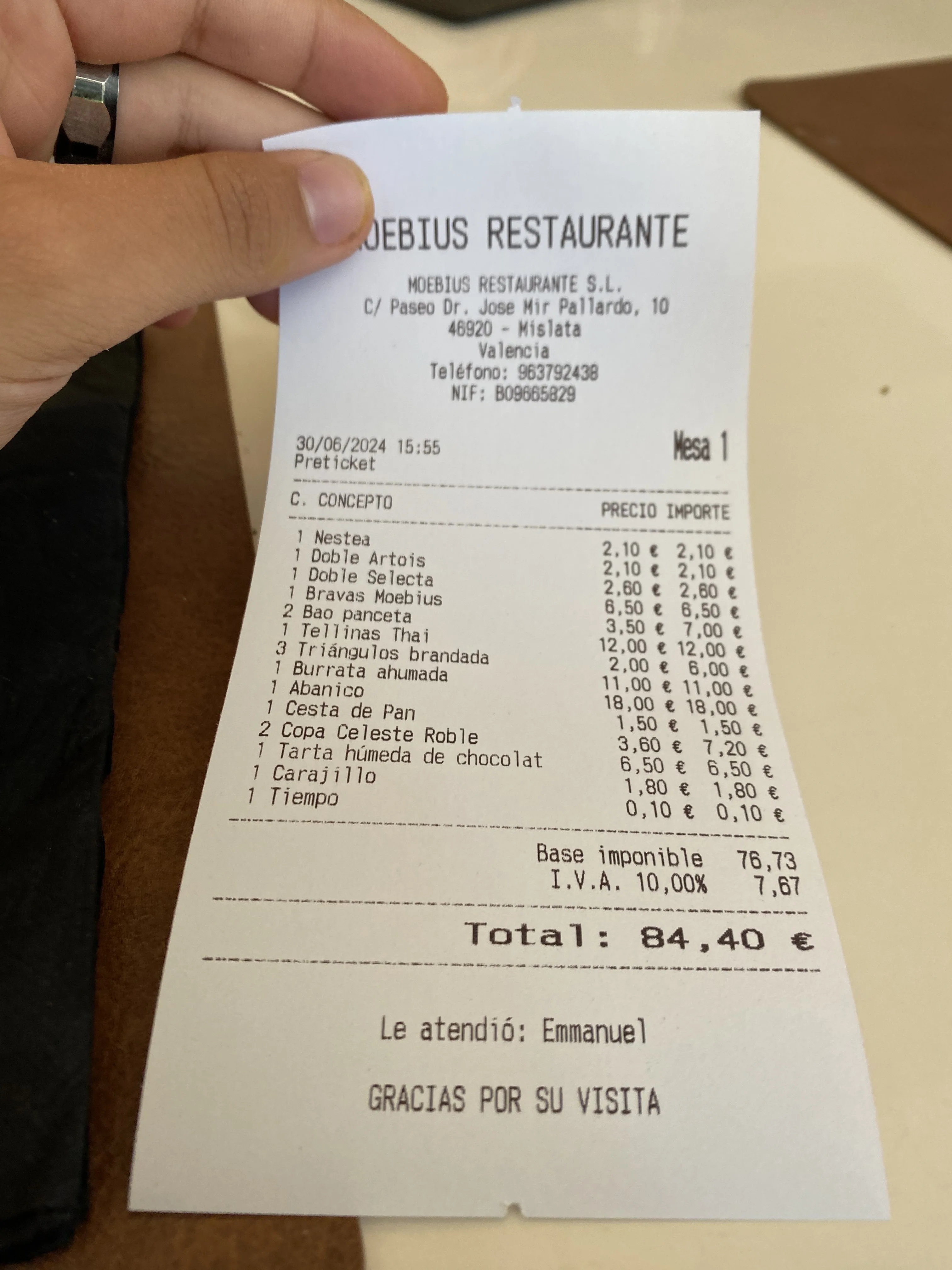 Valoración Final Valoración Final en el post de la Crítica Moebius Restaurante Mislata